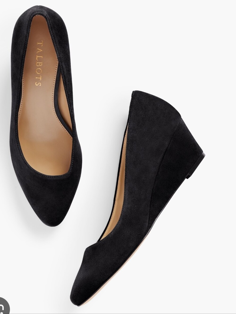 Women's  Black Suede Pointed-Toe Low Wedge Pump Sz 9.5M